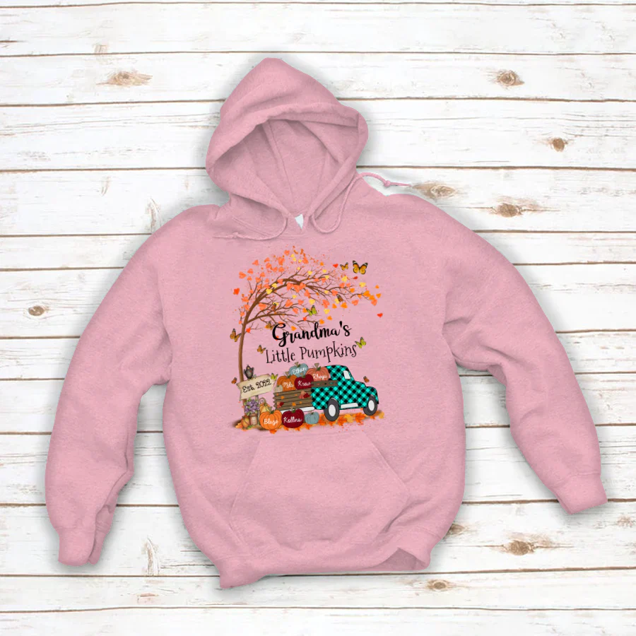 Autumn Tree Grandma's Little Pumpkins Est Hoodie