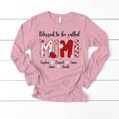 Blessed To Be Called Mimi, Mimi Strawberry And Grandkids Sweet Summer Time Shirt