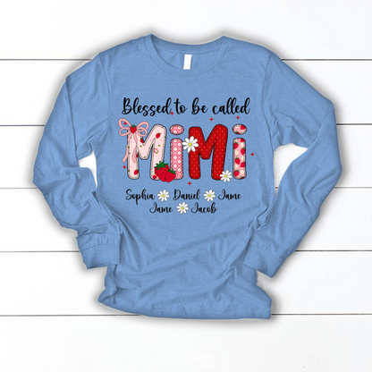 Blessed To Be Called Mimi, Mimi Strawberry And Grandkids Sweet Summer Time Shirt
