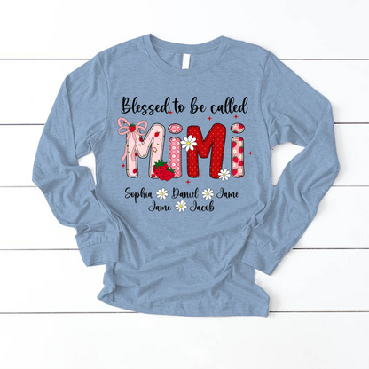 Blessed To Be Called Mimi, Mimi Strawberry And Grandkids Sweet Summer Time Shirt