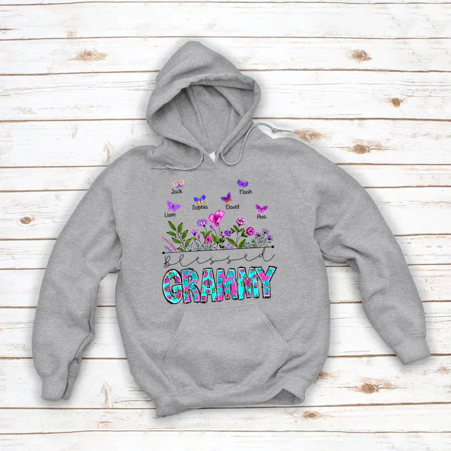 Blessed Grammy Wildflowers And Butterflies Shirts For Grandma Hoodie