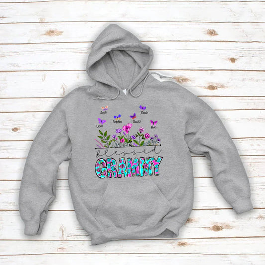 Blessed Grammy Wildflowers And Butterflies Shirts For Grandma Hoodie