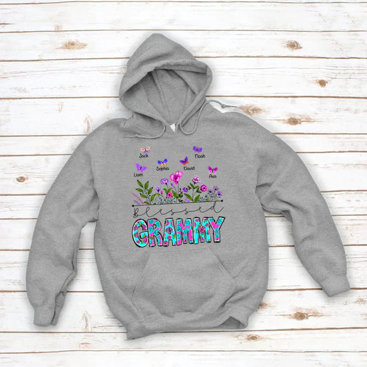 Blessed Grammy Wildflowers And Butterflies Shirts For Grandma Hoodie