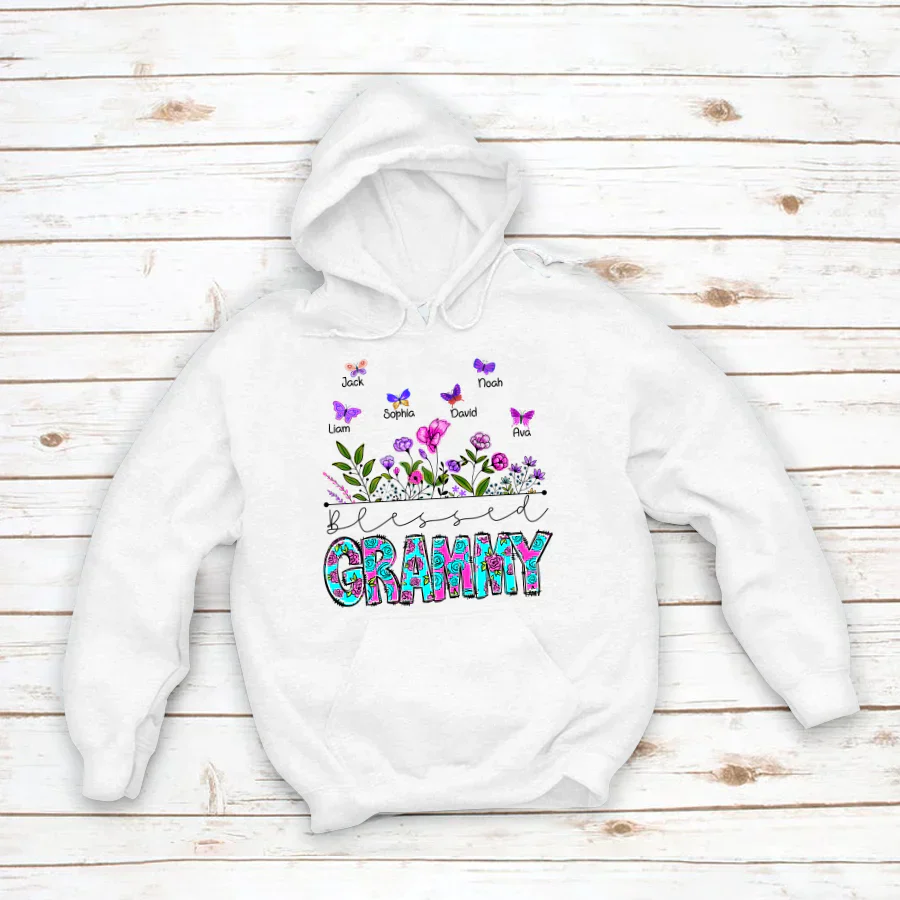 Blessed Grammy Wildflowers And Butterflies Shirts For Grandma Hoodie