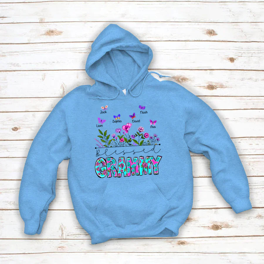Blessed Grammy Wildflowers And Butterflies Shirts For Grandma Hoodie