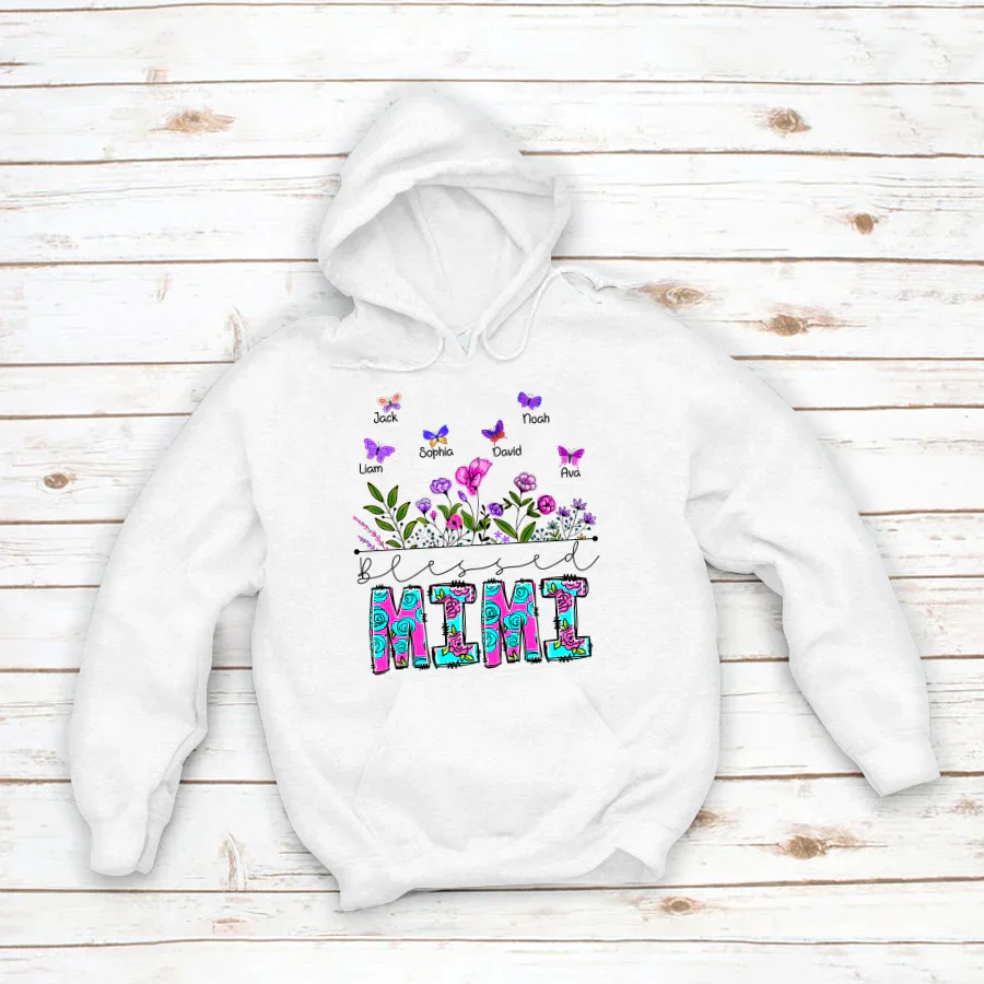 Blessed Mimi Wildflowers And Butterflies Shirts For Grandma Hoodie