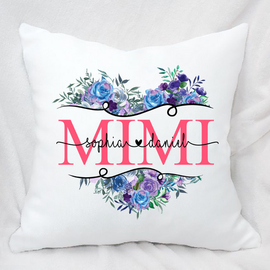 Blue Purple Roses Flower Mimi And Kids Indoor Pillow