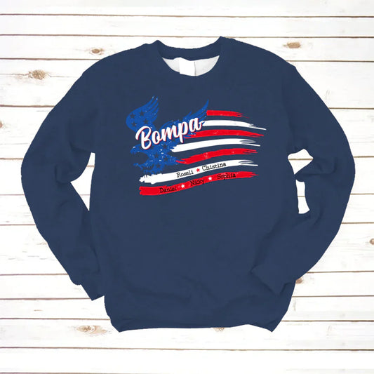 Bompa With Grandkids Names 4th Of July CTL94 Sweatshirt