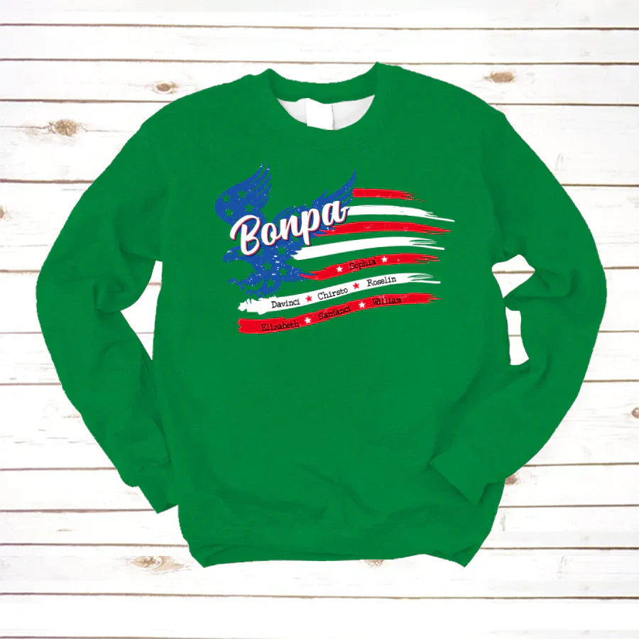 Bonpa With Grandkids Names 4th Of July CTL94 Sweatshirt