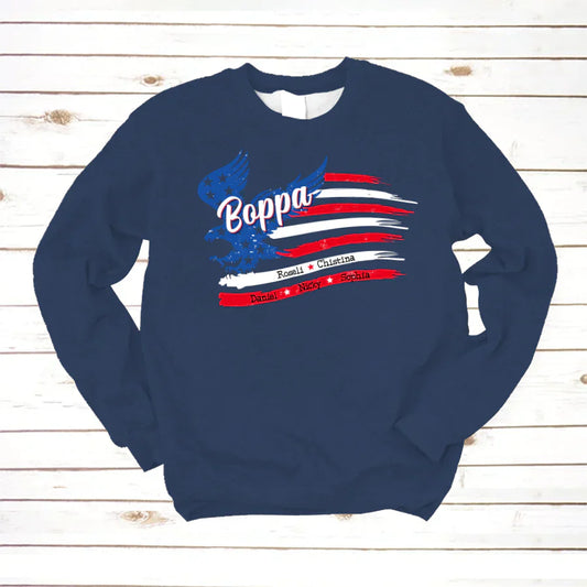 Boppa With Grandkids Names 4th Of July CTL94 Sweatshirt