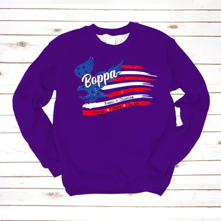 Boppa With Grandkids Names 4th Of July CTL94 Sweatshirt