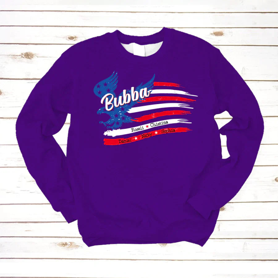 Bubba With Grandkids Names 4th Of July CTL94 Sweatshirt
