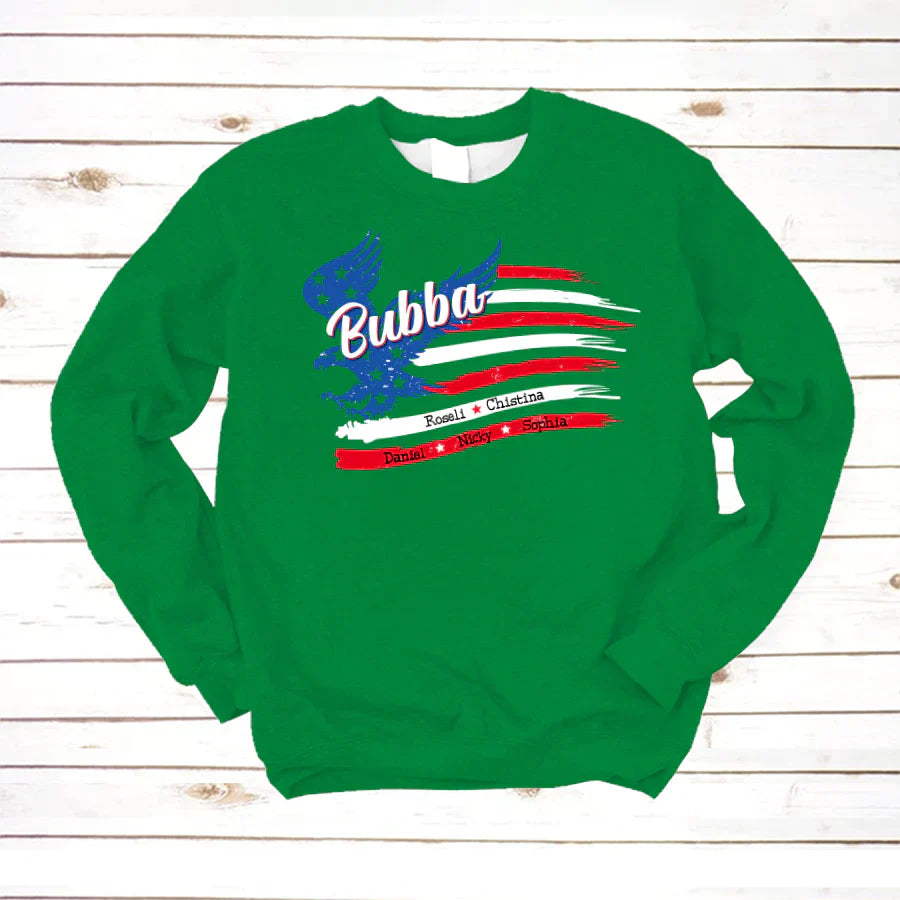 Bubba With Grandkids Names 4th Of July CTL94 Sweatshirt