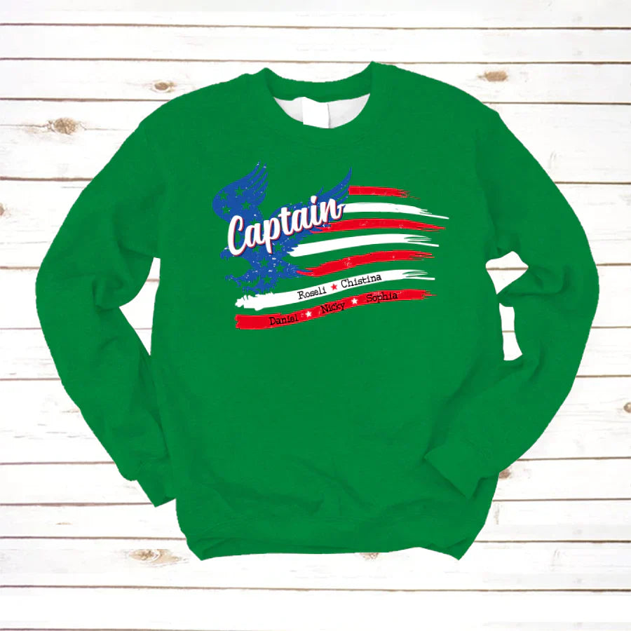 Captain With Grandkids Names 4th Of July CTL94 Sweatshirt