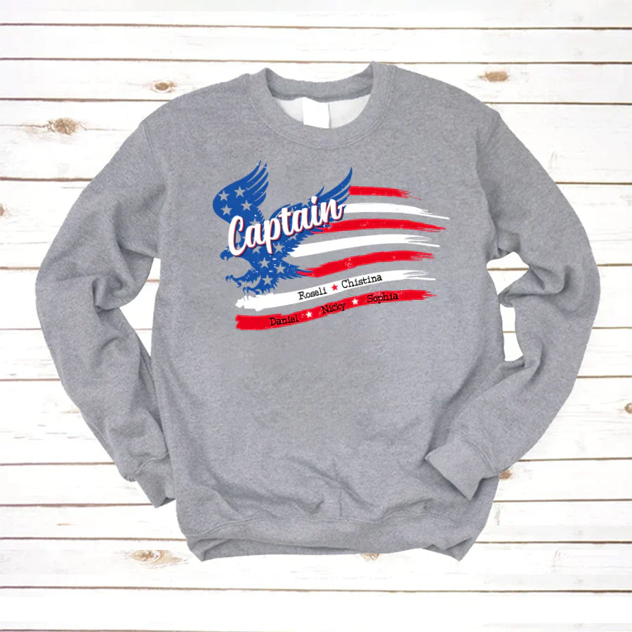 Captain With Grandkids Names 4th Of July CTL94 Sweatshirt