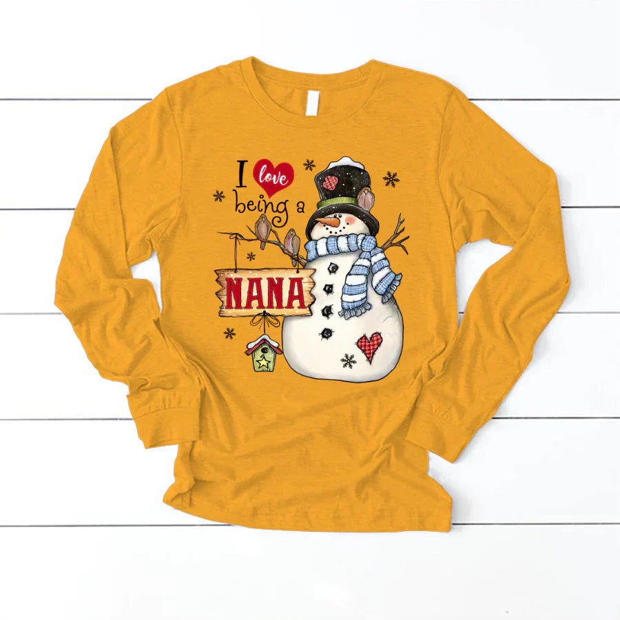 Godmerch Personalized I Love Being A Nana Snowman Longsleeve