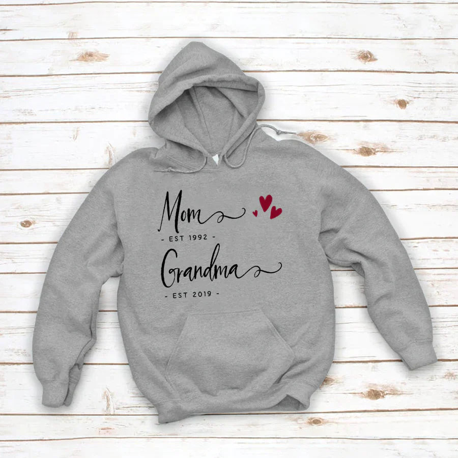 Personalized Mom EST Grandma EST Hoodie