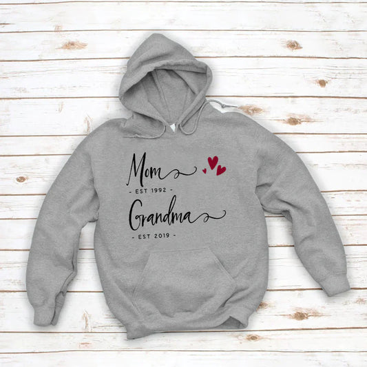 Personalized Mom EST Grandma EST Hoodie