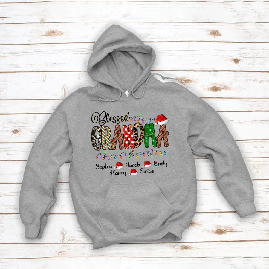 Christmas Lights Blessed Grandma And Kids CTH01 Hoodie