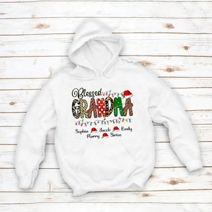 Christmas Lights Blessed Grandma And Kids CTH01 Hoodie
