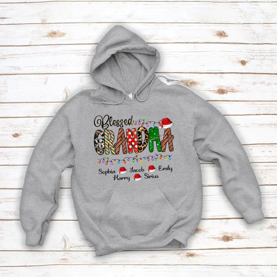 Christmas Lights Blessed Grandma And Kids CTH01 Hoodie