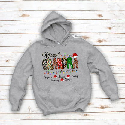 Christmas Lights Blessed Grandma And Kids CTH01 Hoodie