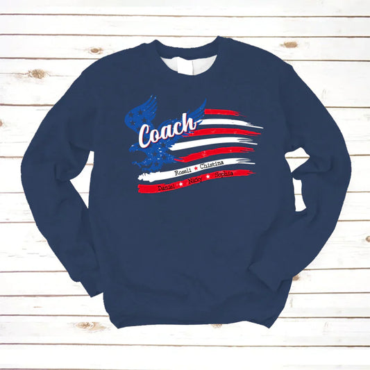Coach With Grandkids Names 4th Of July CTL94 Sweatshirt