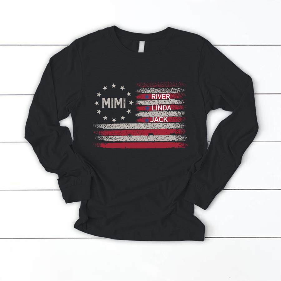 Customized Mimi Grandkids Flag , Best Mother's Day Gift Longsleeve