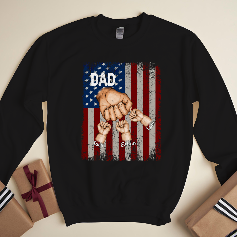 Dad Kids Hands Flag Sweatshirt