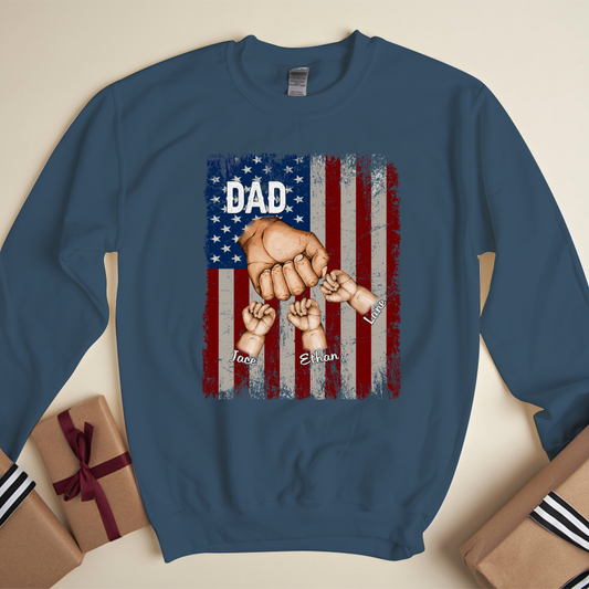 Dad Kids Hands Flag Sweatshirt