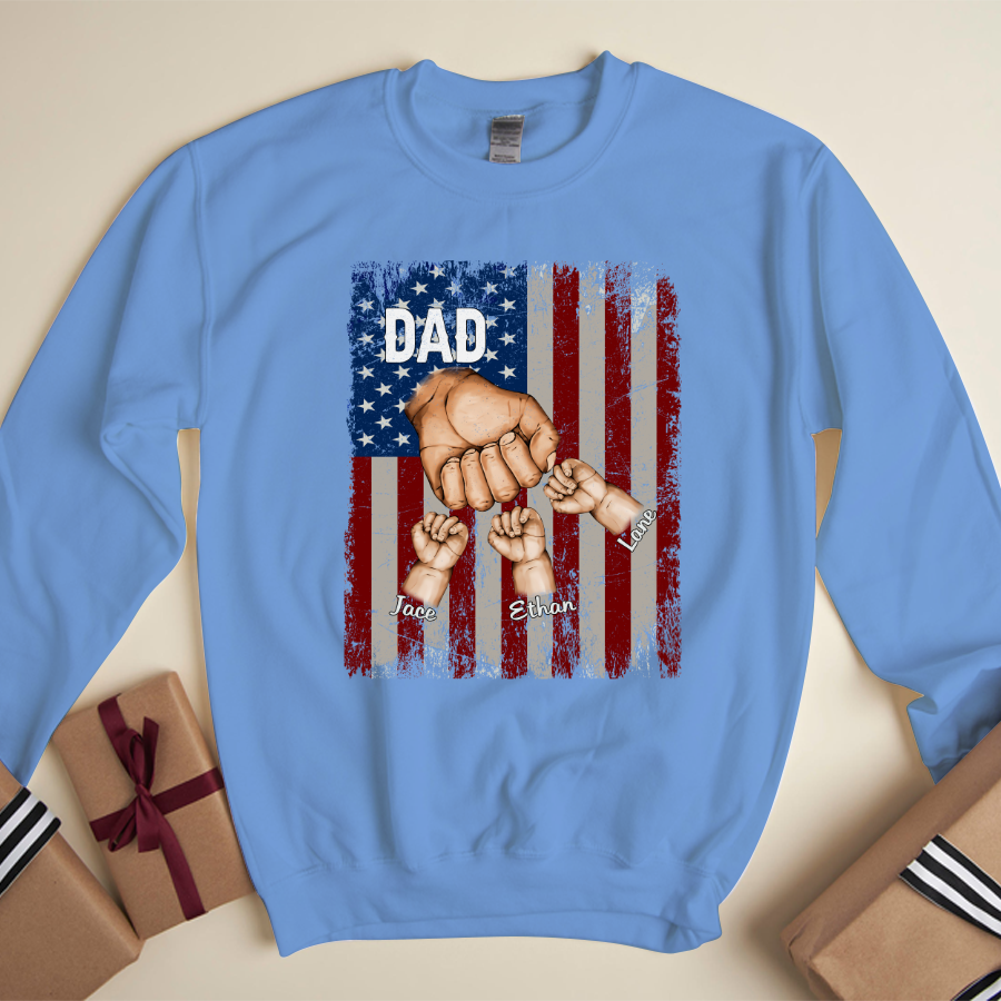 Dad Kids Hands Flag Sweatshirt