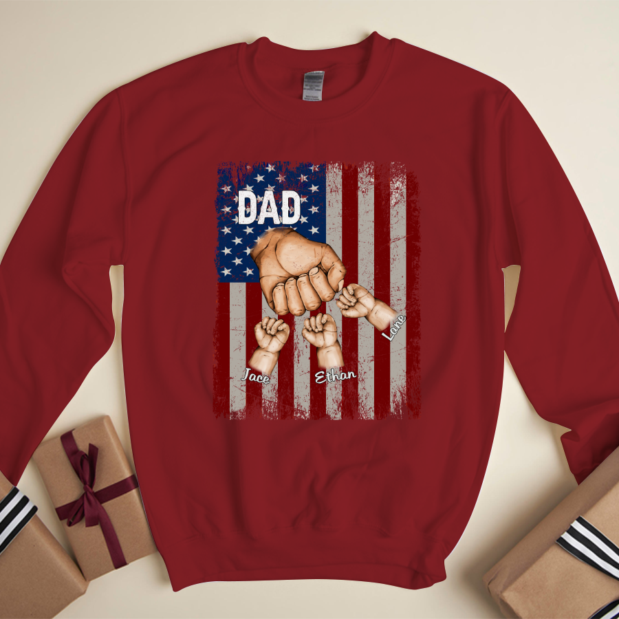 Dad Kids Hands Flag Sweatshirt