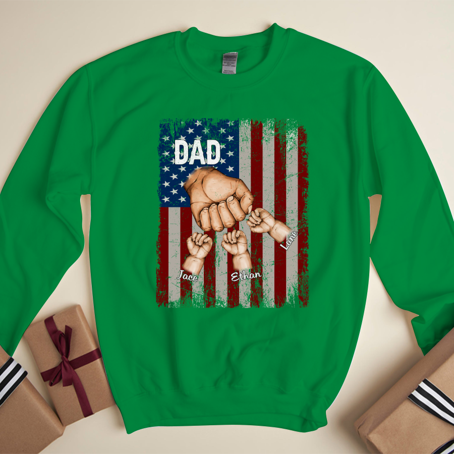 Dad Kids Hands Flag Sweatshirt