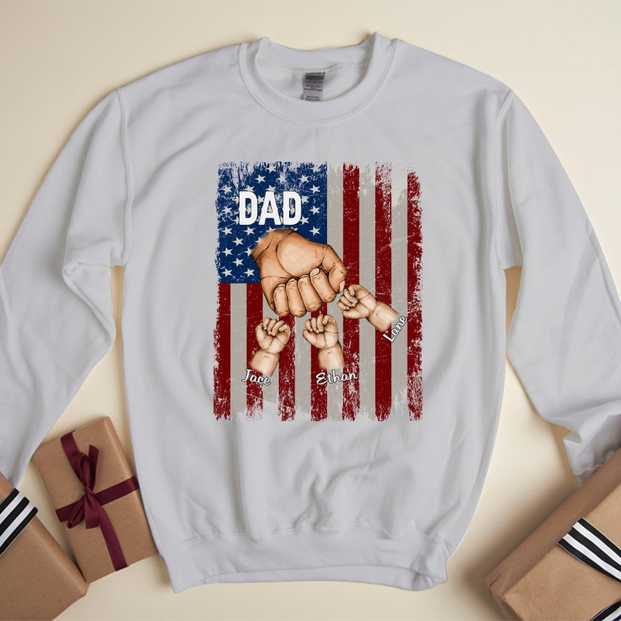 Dad Kids Hands Flag Sweatshirt