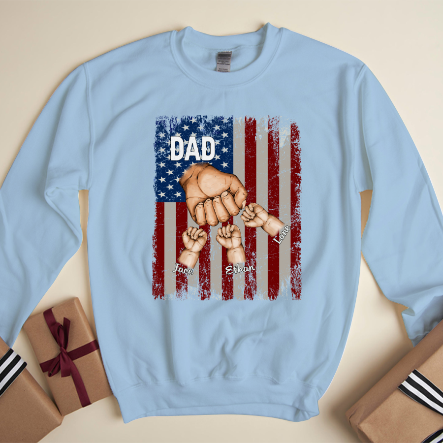 Dad Kids Hands Flag Sweatshirt