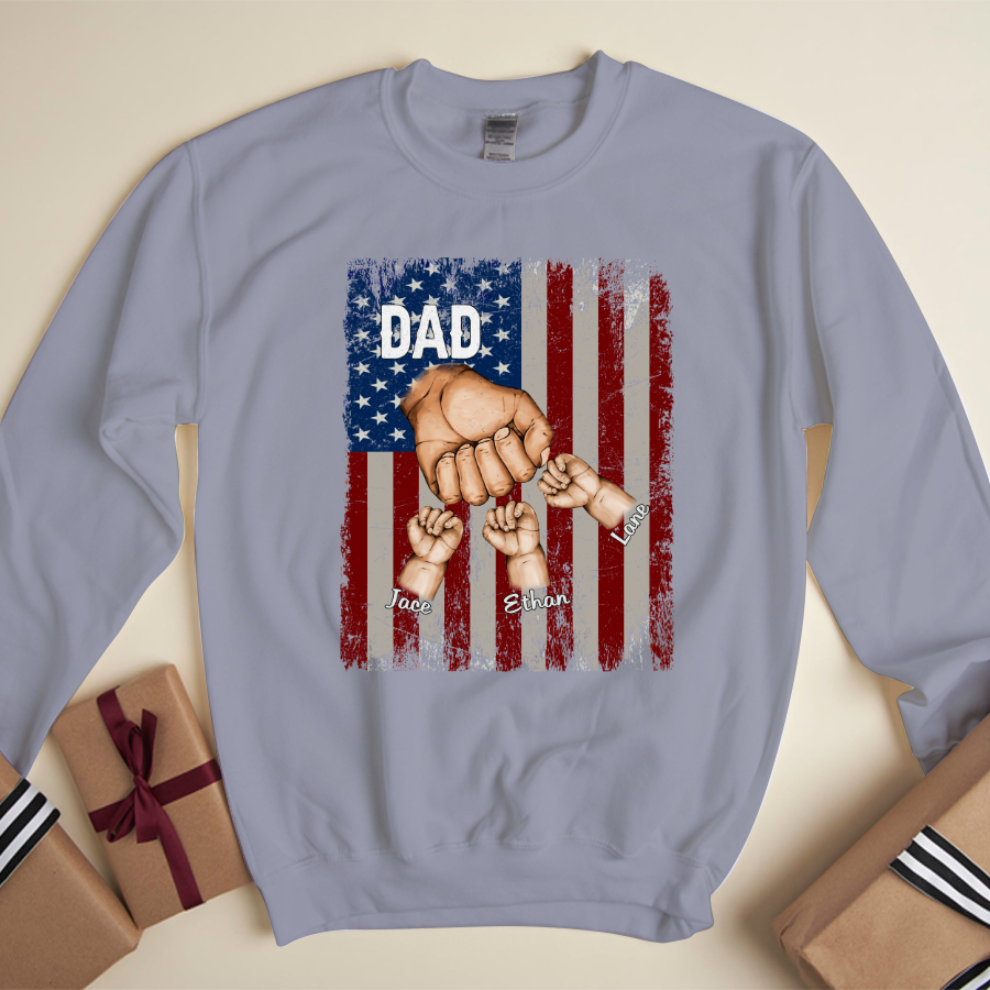 Dad Kids Hands Flag Sweatshirt