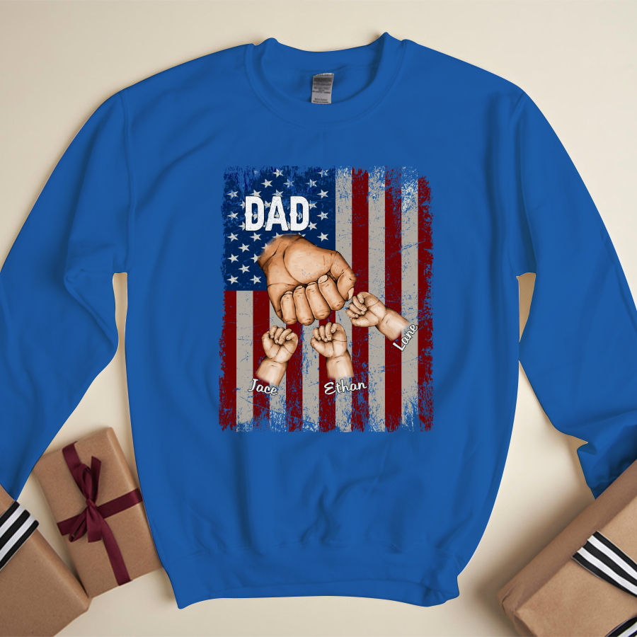 Dad Kids Hands Flag Sweatshirt