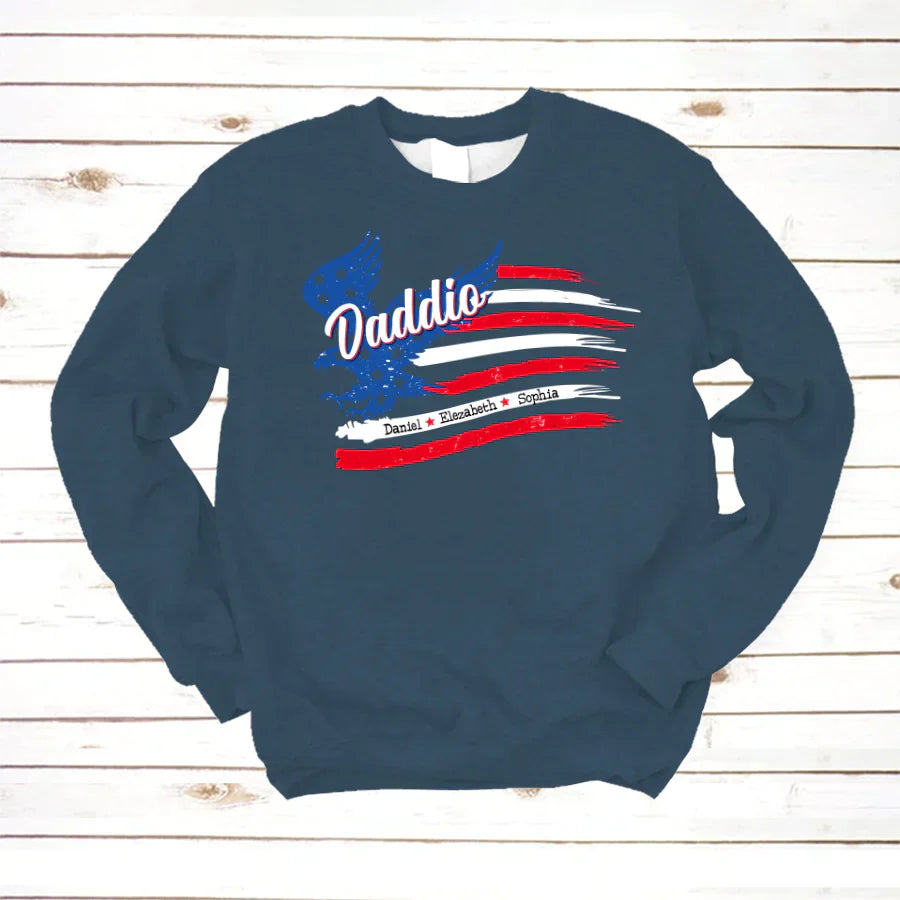 Daddio With Grandkids Names 4th Of July CTL94 Sweatshirt