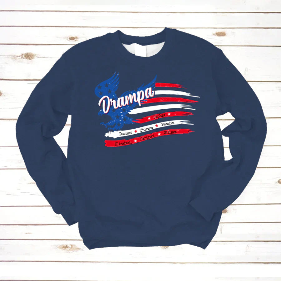 Drampa With Grandkids Names 4th Of July CTL94 Sweatshirt