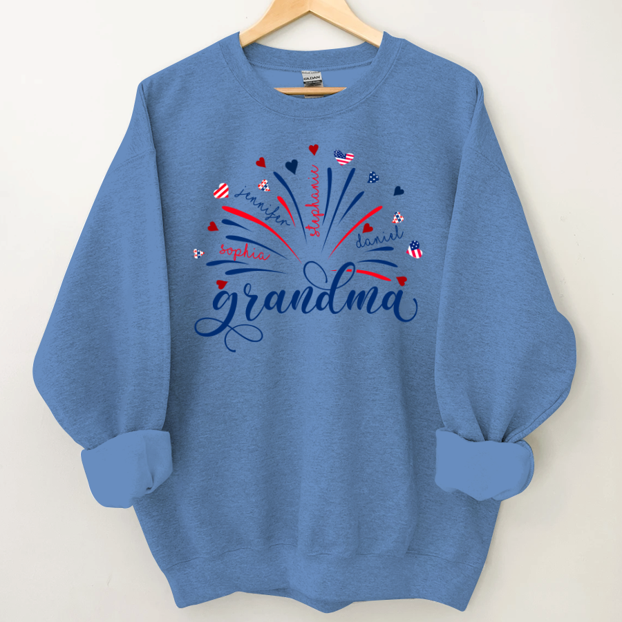 Firework America Flag Grandma And Kids Sweatshirt