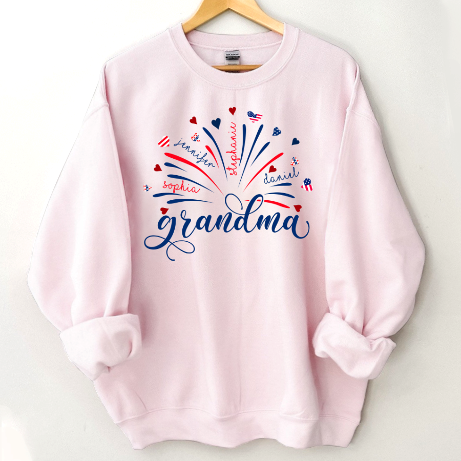 Firework America Flag Grandma And Kids Sweatshirt