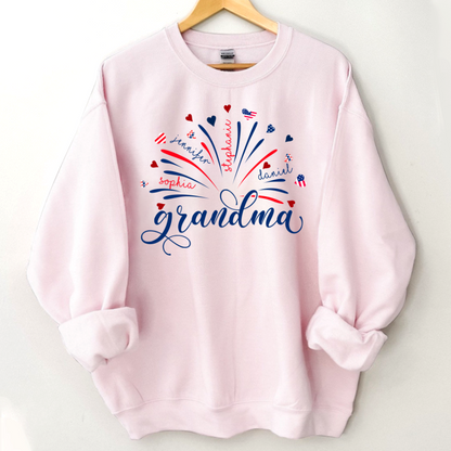 Firework America Flag Grandma And Kids Sweatshirt