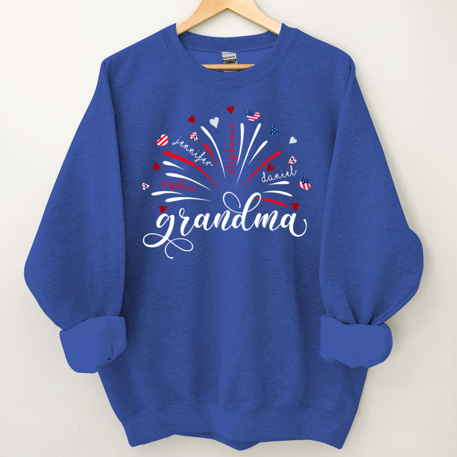 Firework America Flag Grandma And Kids Sweatshirt