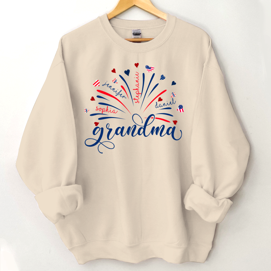 Firework America Flag Grandma And Kids Sweatshirt