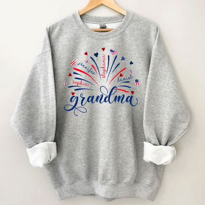 Firework America Flag Grandma And Kids Sweatshirt