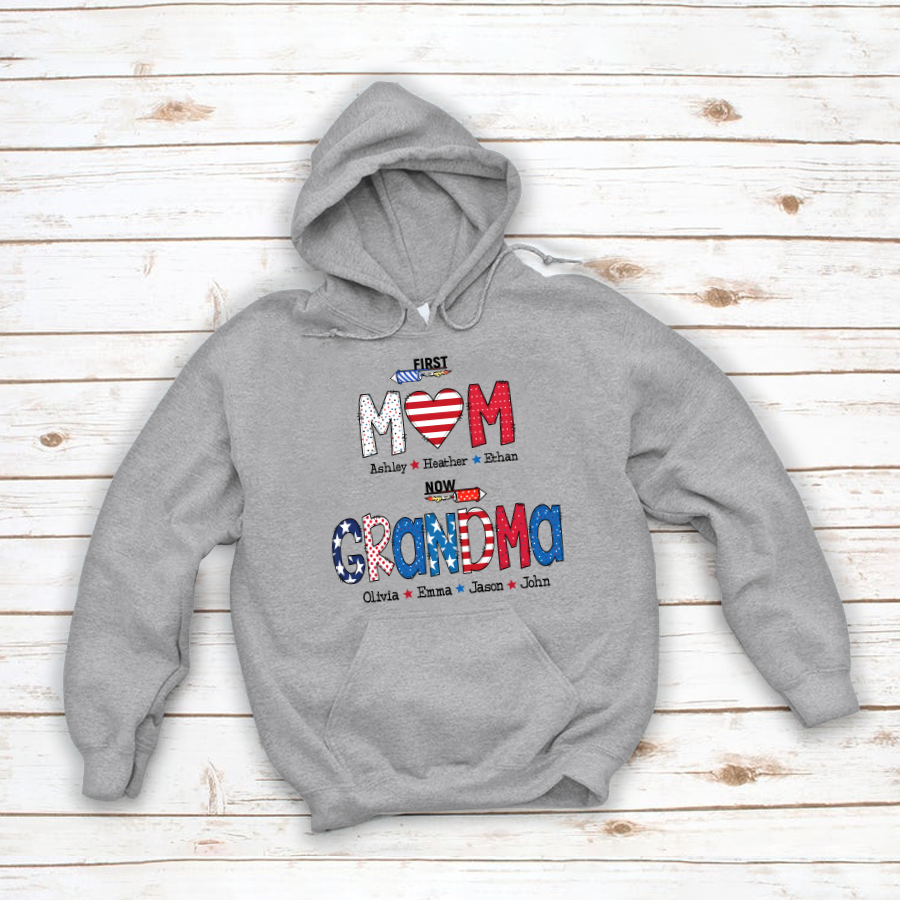 First Mom Now Grandma and grandkids Hoodie