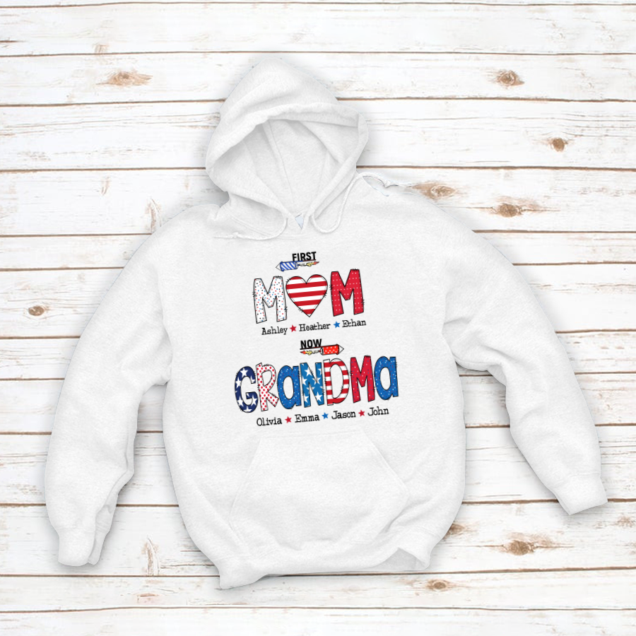 First Mom Now Grandma and grandkids Hoodie