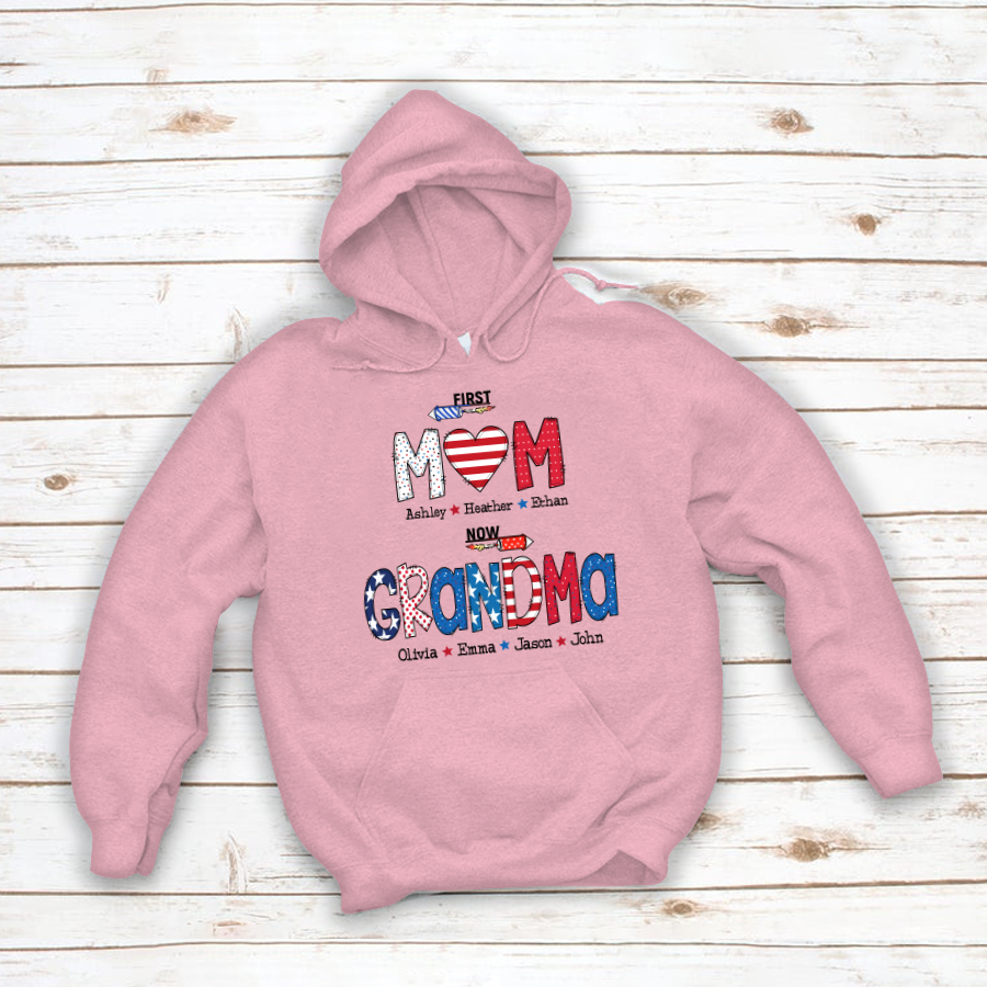 First Mom Now Grandma and grandkids Hoodie