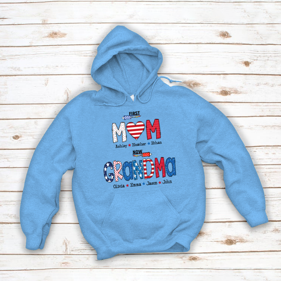 First Mom Now Grandma and grandkids Hoodie