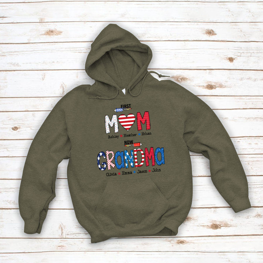First Mom Now Grandma and grandkids Hoodie